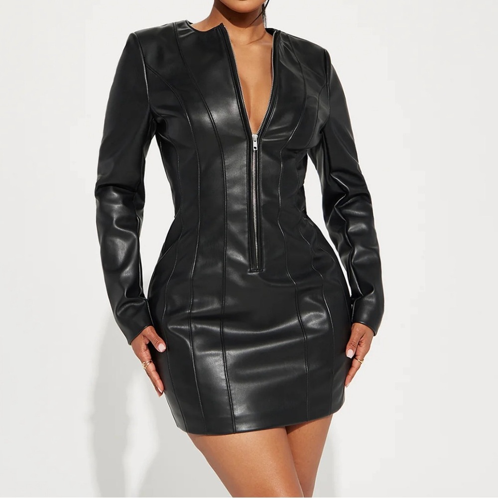 Harley Faux Leather Mini Dress - Black